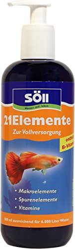 Söll 81294 21Elemente, 500 ml - Vitalstoffe für Aquarienfische/Fischpflegemittel und Wasseraufbereiter/spendet Mineralien, Spurenelemente und Vitamine für gesunde Fische und Pflanzen von Söll