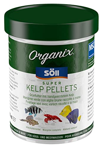 Söll 16220 Organix Super Kelp Pellets 130 ml (60 g) - Zierfischfutter mit Spurenelementen, Vitaminen, Proteinen und essenziellen Fettsäuren für Pflanzenfresser im Süß- und Meerwasseraquarium von Söll