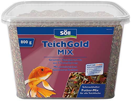 Söll 83194 TeichGold Mix, 770 g (7 l) - Ganzjahresfutter aus 3 Futterformen zum Füttern von Teichfischen, für Vitalität und ausgewogene Ernährung im Fischteich, Gartenteich von Söll