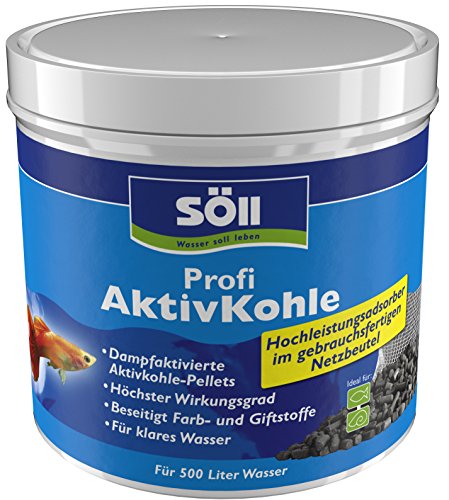 Söll 83309 Profi AktivKohle, 500 ml (im Netzbeutel, für 500 Liter Wasser) - Wasseraufbereitung mit Aktivkohle/Adsorber aus Reiner Steinkohle zur Bindung von Giftstoffen in Aquarien von Söll