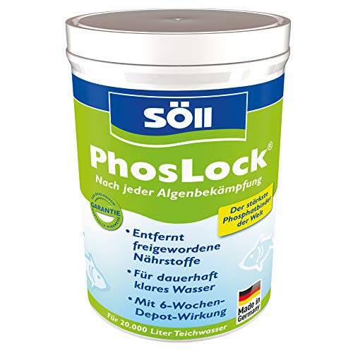 Söll 80502 PhosLock, 1 kg - ganzjährig anwendbare Teichpflege zur dauerhaften Phosphatbindung und Algenvorbeugung im Teich Pflanzenteich Fischteich Koiteich von Söll