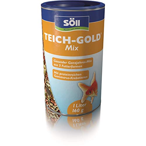 Söll 83191 TEICH-GOLD Mix, 360 g- Futtermischung aus 3 Futterformen für Fische im Teich, Gartenteich, für eine ausgewogene Fischernährung von Söll
