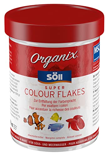 Söll Organix Super Colour Flakes - Hauptfutterflocken für Zierfische reich an Proteinen und Farbpigmenten für natürliche Ernährung und leuchtende Farben von Söll