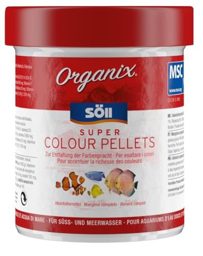 Söll Organix Super Colour Pellets - Fischfutter mit natürlichen Farbpigmenten für Farbenpracht und Fischgesundheit von Zierfischen in Süß- und Meerwasseraquarium von Söll