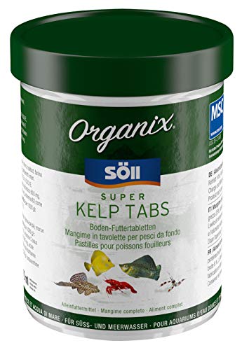 Söll Organix Super Kelp Tabs 270 ml (112 g) - Fischfutter / Bodenfuttertabletten mit Vitaminen und Spurenelementen für Pflanzenfresser wie Garnelen, Krebse, Welse und Cichliden im Aquarium von Söll