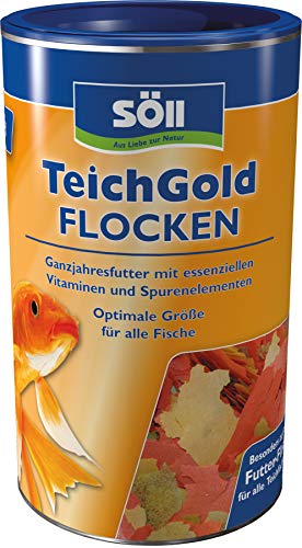 Söll TEICH-GOLD Futter-Flocken, 100 g - Ganzjahresfutter zum Füttern von Fischen im Teich, Gartenteich, zur Stärkung der Abwehrkräfte und vitale Teichfische von Söll