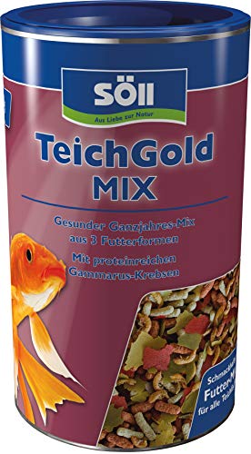 Söll 83191 TEICH-GOLD Mix Ganzjahresfutter - Futtermischung 3 Futterformen zum Füttern von Teichfischen im Fischteich Gartenteich, ausgewogene Fischernährung Fischgesundheit Fischvitalität von Söll