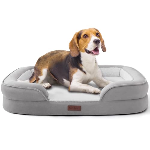 Soft Touch Orthopädisches Hundesofa aus Kunstfell, atmungsaktiv und wasserdicht, mit abnehmbarem, waschbarem Bezug und Nackenstütze für mittelgroße und große und extra große Hunde/Katzen (Grau, L) Soft Touch Orthopädisches Hundesofa aus Kunstfell, atmungsaktiv und wasserdicht, mit abnehmbarem, waschbarem Bezug und Nackenstütze für mittelgroße und große und extra große Hunde/Katzen (Grau, L) von Soft Touch