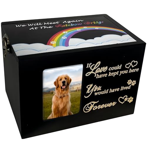 Sofunii Haustierurnen für Hunde oder Katzen, mittelgroße Holzbestattung, Gedenkbox mit Bilderrahmen, Regenbogenbrücke, Andenken mit schwarzem Flanell als Futter, Gedenkgeschenk für Haustiere Sofunii Haustierurnen für Hunde oder Katzen, mittelgroße Holzbestattung, Gedenkbox mit Bilderrahmen, Regenbogenbrücke, Andenken mit schwarzem Flanell als Futter, Gedenkgeschenk für Haustiere von Sofunii