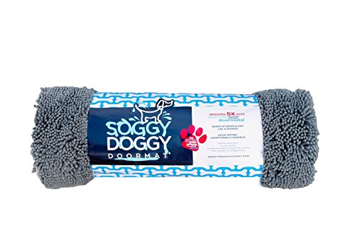 Soggy Doggy Mikrofaser Chenille Fußmatte für Wet Dog Pfoten, 66 x 91,4 cm, groß grau/Keine Knochen von Soggy Doggy