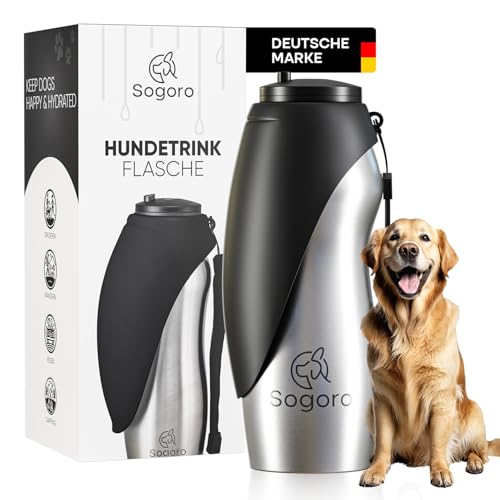 Sogoro Hundetrinkflasche für Unterwegs - 700ml - auslaufsicher & robust aus Edelstahl - Tragbare Haustier Wasserflasche, Hundeflasche to go, Hundetrinkflasche für Unterwegs für alle Hunde Sogoro Hundetrinkflasche für Unterwegs - 700ml - auslaufsicher & robust aus Edelstahl - Tragbare Haustier Wasserflasche, Hundeflasche to go, Hundetrinkflasche für Unterwegs für alle Hunde von Sogoro