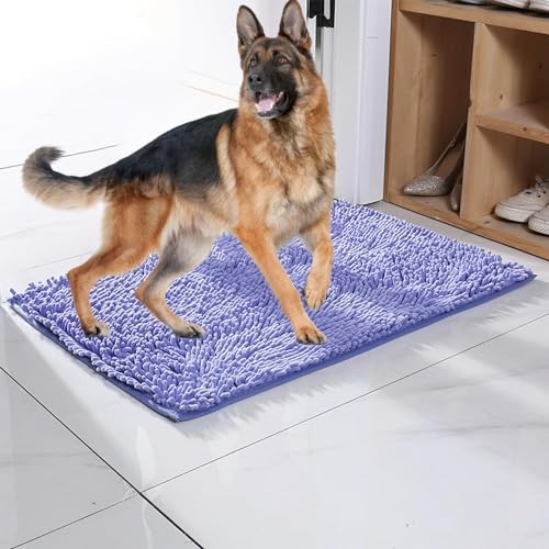 Extrem saugfähige Hunde-Fußmatte for schlammige Pfoten, Hundematte, Hundeteppich, nasse Pfoten und Schuhe, Hunde-Fußmatte, super saugfähige Schmutzfangmatte (Color : Violet Blue, Size : 60x90cm) von Sohodoo