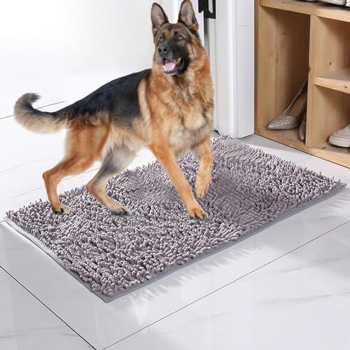 Hunde-Fußmatte for schlammige Pfoten, Hundematte, Hundeteppich, extrem saugfähig, super saugfähig, waschbar, for den Eingangsbereich, nasse Pfoten und Schuhe, Schmutzfangmatte (Color : Gray, Size : von Sohodoo