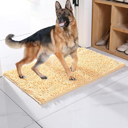 Hunde-Fußmatte for schlammige Pfoten, Hundematte, Hundeteppich, extrem saugfähiger Schmutzfänger, Hunde-Fußmatte, super saugfähige Bodenmatte for schlammige, nasse Pfoten und Schuhe (Color : Beige, von Sohodoo