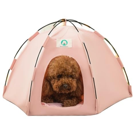 Hundezelt for draußen, Welpenzelt, Bett, Katzenzelt, Bett, Haustierzelt, Outdoor, atmungsaktiv, waschbar, Katzenhaus, kleine Hundehütte, Welpenhütte, wasserdicht ( Color : Pink , Size : M (58*50*36) ) von Sohodoo