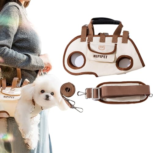 Multifunktions-Hundetragetasche – Verwendung als Tragetuch, Rucksack oder sicheres Geschirr for bequemes Tragen mit freien Händen überall(White,L) von Sohodoo