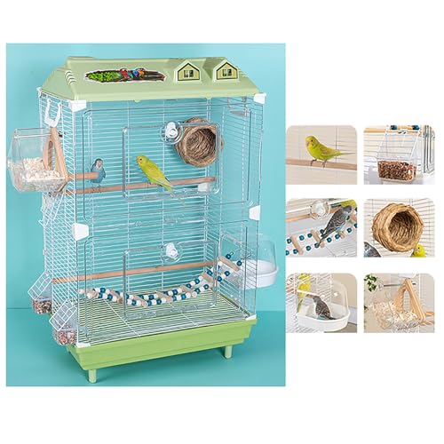 Vogelkäfig aus Acryl mit dreifachen Netzplatten – leicht zu reinigender Boden, stabiles Design for Papageien und kleine Vögel(Green) von Sohodoo