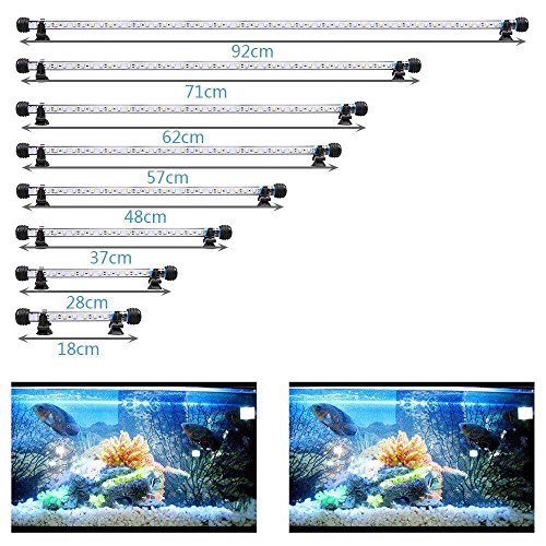 VARMHUS 18-112 cm LED Aquarium-Licht Unterwasserbeleuchtung Aufsetzleuchte Abdeckung Wasserdicht Lampe Stecker EU für Fisch Tank (1.8 * 48cm, Weiß & Blau) von SolarNovo