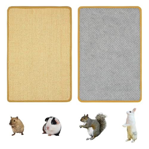 Kaninchen-Kratzpads aus natürlichem Sisal, Hasenkratzpads für Krallen- und Zahnpflege, Anti-Rutsch-Punkt-Prägeprozess, 40,6 x 30,5 cm, 2 Stück von SolarVix