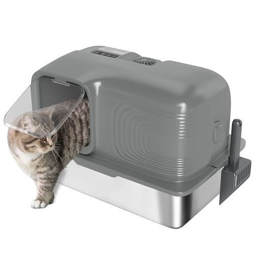 PawHut Edelstahl-Katzentoilette mit Plasma-Desodorierungssystem, 65L Extra große, geschlossene Katzentoilette mit Deckel und hoher Seitenwand für größere Katzen, leicht zu reinigen und PawHut Edelstahl-Katzentoilette mit Plasma-Desodorierungssystem, 65L Extra große, geschlossene Katzentoilette mit Deckel und hoher Seitenwand für größere Katzen, leicht zu reinigen und von Sold by MHSTAR