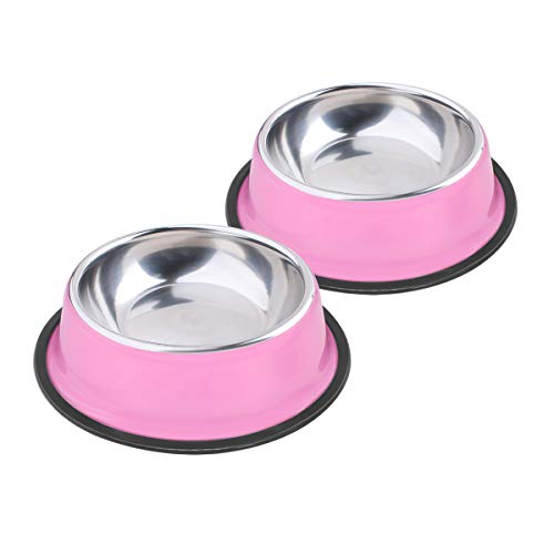 Soleebee Rosa Hundenapf aus Edelstahl Melamin-Napf für kleine Katzen Hunde rutschfeste Hundenapf 2er Set (200ML) von Soleebee