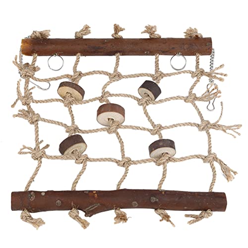 Papageienspielzeug Langlebiger Hanf Seil Klettern Leiter Spaß Übung Gleichgewicht Koordination für Kleine Vögel Natürliche Holzfarbe 24 * 24 cm von Solinder