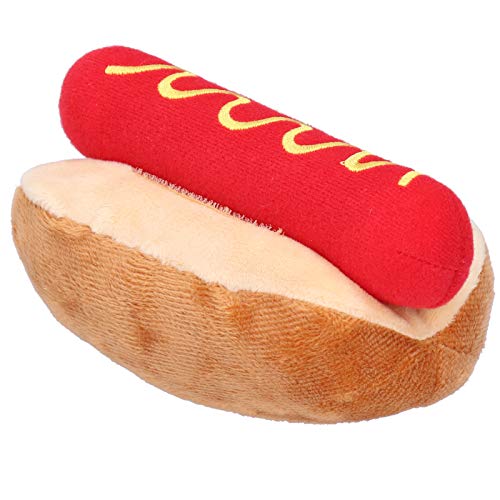 Quadratierbar, Plüsch, Hot Dog Form Weiche Spielzeug Abnehmbarer Klang für Katzenhunde, Voller Lustiger, Bequemer, Lindern Sie Einsamkeit und Angst mit 14x8x7cm Größe, von Solinder