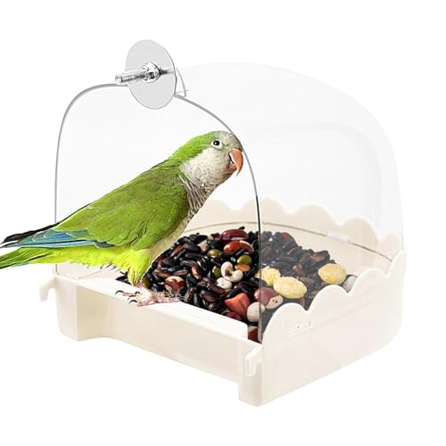Vogelbadewanne - Vogelkäfig-Hängebadewanne Mit Haken, Käfig-Papageienbadewanne, Wasserdusche Transparente Box Futterspenderhalter Tablett Für Unzertrennliche Finken Wellensittiche 13 X 13,5 X 14,5 Cm von Sollee