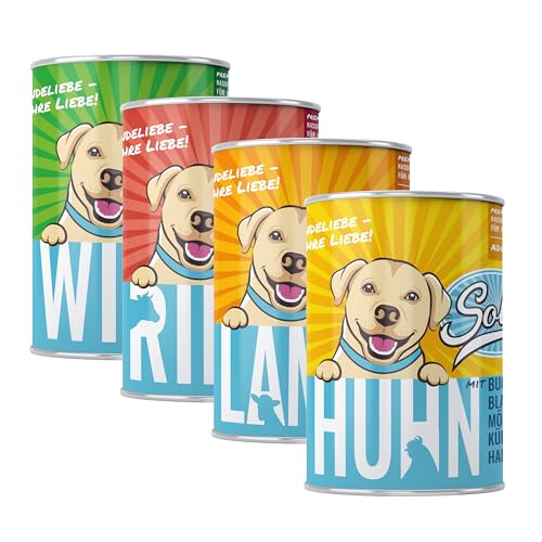 Sollis Hundefutter Nassfutter für Hunde | 0% Getreide | 0% Zucker | Natur pur in verschiedenen Sorten & Größen (Klassik Mix, 24x400g) von Sollis