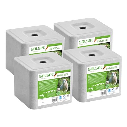 SOLSEL Leckstein UNIVERSAL 40kg ohne Kupfer | 4 x 10 kg Mineralfuttermittel für Rinder Pferde Ziegen Schafe Wild | Hochwertige gesunde Mineralquelle von Solsel