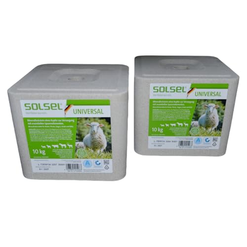 Solsel Universal Leckstein Mineralleckstein ohne Kupfer Schafe Ziegen Rinder Wild 2X 10kg (GP 1,25€/kg) von Solsel