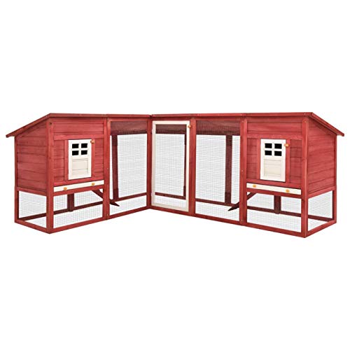 Somanki Kaninchenstall mit Freilauf, Hasenstall, Hasenkäfig, Doppelhausninchenställe,Tierhaus, Kleintierstall, Kaninchenhaus, Haustierstall, Kaninchen Häuser, Rot und Weiß Tanne Massivholz von Somanki