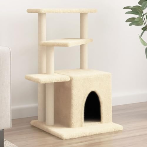 Somanki Kratzbaum mit Sisal-Kratzsäulen Creme 83,5 cm, Katzenkratzbaum, Katzenmöbel, Kratztonne Für Katzen, Aktivitätskratzbäume, Katzen Zubehör - 172121 von Somanki
