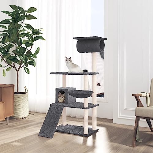 Somanki Kratzbaum mit Sisal-Kratzsäulen Dunkelgrau 131 cm, Katzenkratzbaum, Katzenmöbel, Kratztonne Für Katzen, Aktivitätskratzbäume, Katzen Zubehör Somanki Kratzbaum mit Sisal-Kratzsäulen Dunkelgrau 131 cm, Katzenkratzbaum, Katzenmöbel, Kratztonne Für Katzen, Aktivitätskratzbäume, Katzen Zubehör von Somanki