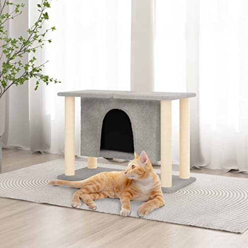 Somanki Kratzbaum mit Sisal-Kratzsäulen Hellgrau 50 cm, Katzenkratzbaum, Katzenmöbel, Kratztonne Für Katzen, Aktivitätskratzbäume, Katzen Zubehör von Somanki