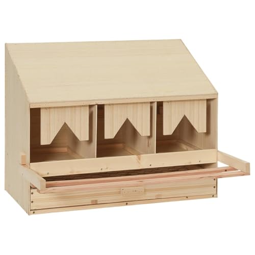 Somanki Legenest Hühnernest 3 Fächer, Legenester Für Hühner, Hühner Legenest, Legeboxen Für Hühner, Hühner Nisten, 72 x 33 x 54 cm Massivholz Kiefer von Somanki