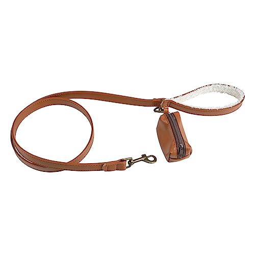Love Story, Wooly Hundeleine und Kotbeutelspender, Kunstleder, 125 cm, Cognac/Ecru Love Story, Wooly Hundeleine und Kotbeutelspender, Kunstleder, 125 cm, Cognac/Ecru von LOVE STORY