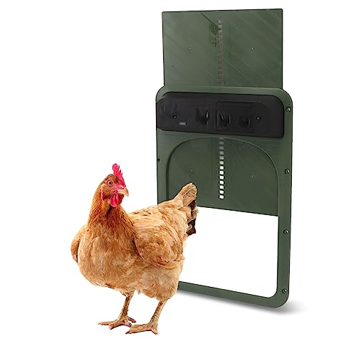 Sonew Automatische Hühnerstalltür mit Lichtsensor, Türöffner für Hühnerställe aus Kunststoff, wasserdichte, selbstöffnende und selbstschließende Hühnertür, geeignet für Haus und Bauernhof (grün) von Sonew