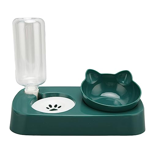 Pet Water and Food Bowl Set, Detachable Pet Bowl with Automatic Water Feeder, Raised Anti Spil Food Bowl for Small Medium Cat Dog (Green) von Sonew