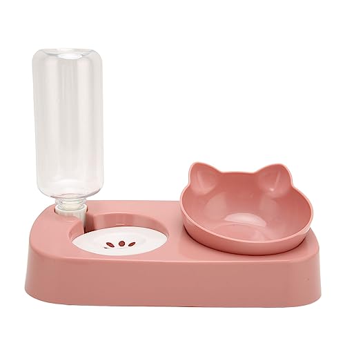 Pet Water and Food Bowl Set, Detachable Pet Bowl with Automatic Water Feeder, Raised Anti Spil Food Bowl for Small Medium Cat Dog (Pink) von Sonew