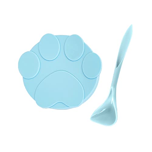 Silikon Abdeckungen für Haustierdosen mit Löffel, Universal-Abdichtung aus Silikon mit Rührschaufel für Katzen- und Hundefutterdose und Futtergläser (blau) von Sonew