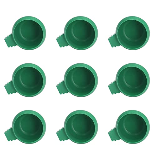 Sonew 25 Stück Vogel- und Papageienfutter-Wassernapf, Mini-runder Grüner Kunststoff-Futterspender für Geflügel-Inlay-Installation, Geeignet für Zuhause und Bauernhöfe (Klein) von Sonew