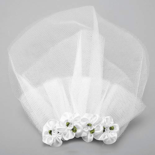 Sonew Eleganter Haustier-Hochzeitsschleier, Hundeblumen-Kopfschmuck, Weiches Garn-Schleier-Clip-Zubehör für Kleine und Mittelgroße Hunde, Weiß (L) von Sonew