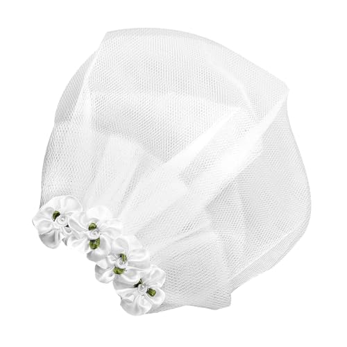 Sonew Eleganter Haustier-Hochzeitsschleier, Hundeblumen-Kopfschmuck, Weiches Garn-Schleier-Clip-Zubehör für Kleine und Mittelgroße Hunde, Weiß (S) von Sonew