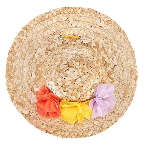 Sonew Haustierhut aus Strohmaterial für Hunde und Katzen, Verstellbarer Haustier-Strohhut mit Bunten Blumen, Leichter Sonnenhut für Kleine, Mittelgroße und Große Haustiere, Ideal Sonew Haustierhut aus Strohmaterial für Hunde und Katzen, Verstellbarer Haustier-Strohhut mit Bunten Blumen, Leichter Sonnenhut für Kleine, Mittelgroße und Große Haustiere, Ideal von Sonew