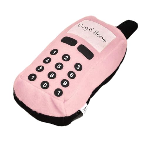 Sonew Hochwertiges, Interaktives Kauspielzeug in Handyform Plüsch für Hunde und Katzen, Geräusche, Zahnen und Zahnreinigung – Erhältlich in Rot, Blau, Pink. (PINK) von Sonew