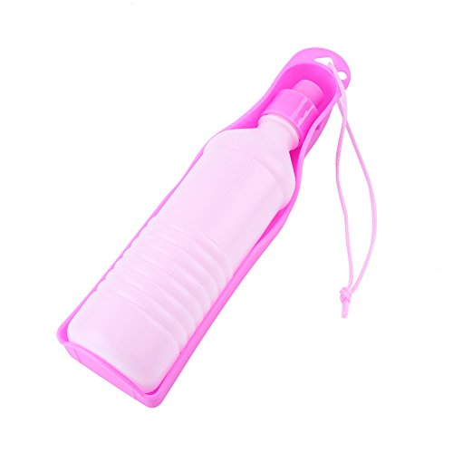 Sonew Tragbare Hunde-Wasserflasche, 500 ml, für Welpen, Trinkbrunnen, Flasche, Hund, Reise-Wasserflasche (Rosa) von Sonew