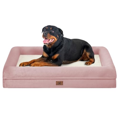 Orthopädisches waschbares großes Hundebett: xxl Hundebett Nackenrolle wasserdicht – XXL große Hundebetten für extra große Hunde mit abnehmbarem Bezug – Rosa Orthopädisches waschbares großes Hundebett: xxl Hundebett Nackenrolle wasserdicht – XXL große Hundebetten für extra große Hunde mit abnehmbarem Bezug – Rosa von Song Puppy