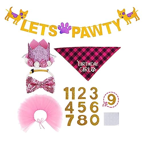 Hunde-Geburtstagskleid, Welpengeburtstagsparty-Zubehör, Halsband, Hut, Haustier-Partyzubehör, Kleid, Halsband, Hund von Songelt