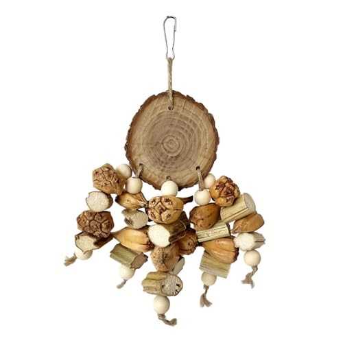 Mehrzweck-Kauspielzeug aus Holz für afrikanische Graupapageien, Aras, Kakadus, Vogelkäfig, hängendes Unterhaltungsspielzeug, mehrfarbiger Vogel-Puzzle-Block von Songelt